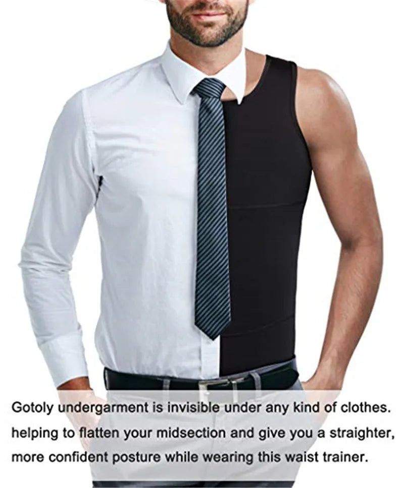 CXZD Men Compression Shirt Shapewear Slimming Body Shaper Vest Undershirt Weight Loss Tank Top Corset Vest Tummy Belly Control