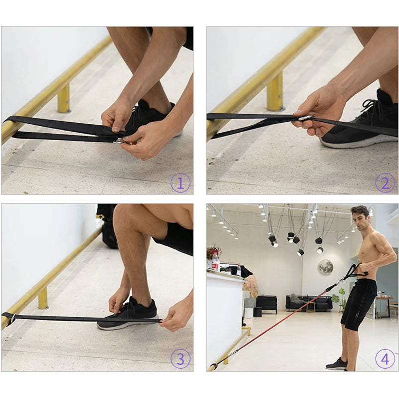 Fitness Resistance Tube Band Stretch Rubber band Pull Rope Exercise Training Expander Door Anchor Handle Ankle Strap Accessories