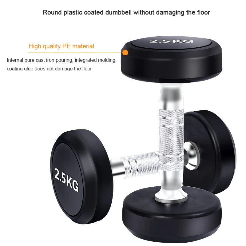 Round Rubber Coated Steel Dumbbell for Men and Women, Special Fitness Equipment, Classic, 5kg-20kg
