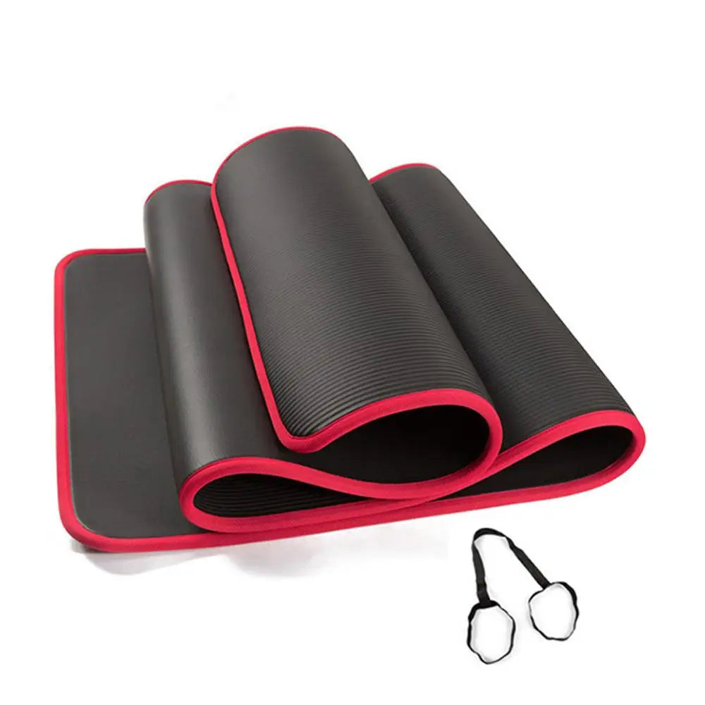 10mm Non-slip Anti-Tear Yoga Mat Thick Fitness Pilates Exercise Mat Home Workout Sport Cushion Gymnastic Pad with Carrying Strap