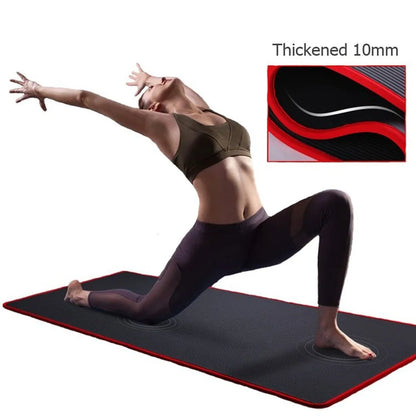10mm Non-slip Anti-Tear Yoga Mat Thick Fitness Pilates Exercise Mat Home Workout Sport Cushion Gymnastic Pad with Carrying Strap