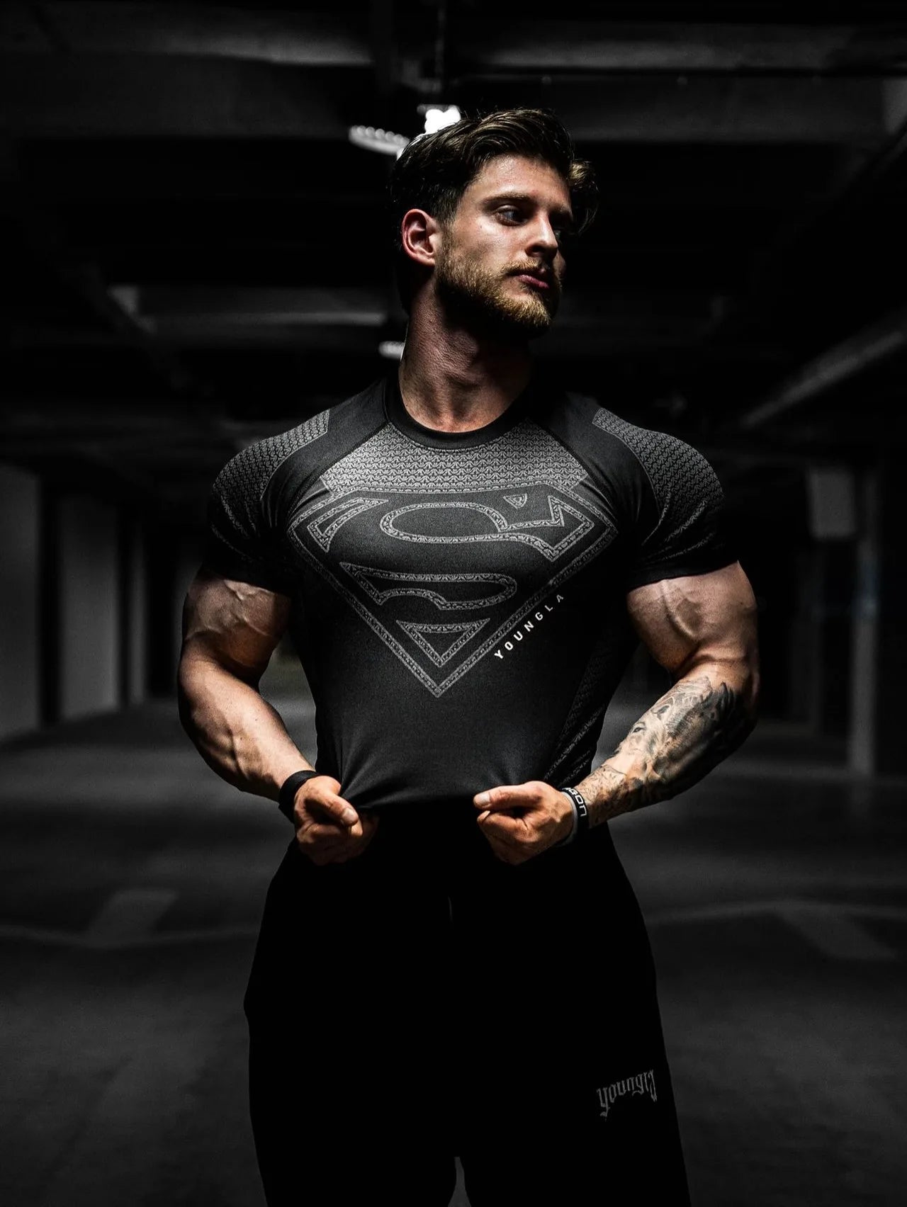 2025 YOUNGAL New Men's Fitness T-shirts clothing sports Tshirt tights high elastic training short sleeve fitness man clothing