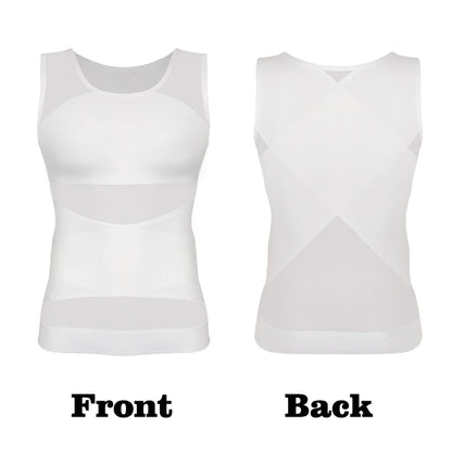 Men Compression Shirt Slimming Undershirt Body Shaper Chest Compression Tummy Control Tank Top Shapewear Underwear