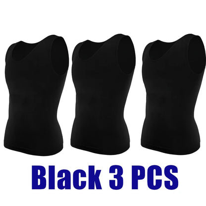 Compression Shirts Men Tummy Control Shapewear Compression Shirt Flat Belly Abdomen Slim Vest Waist Trainer Fitness Workout