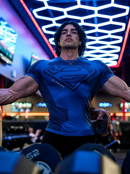 2025 YOUNGAL New Men's Fitness T-shirts clothing sports Tshirt tights high elastic training short sleeve fitness man clothing