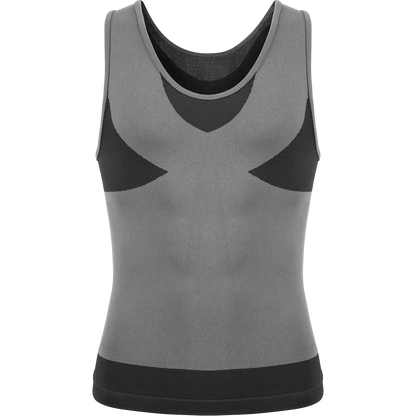 New Men's Shapewear Slimming Body Shaper Horizontal Stripe Compression Band Tummy Control T-Shirt Cross Elastic Workout Top