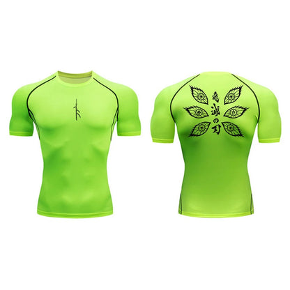 Graphic Print Compression Shirt for Men Gym Workout Running T-Shirt Tees Tops Athletic Quick Dry Undershirt Baselayer Activewear