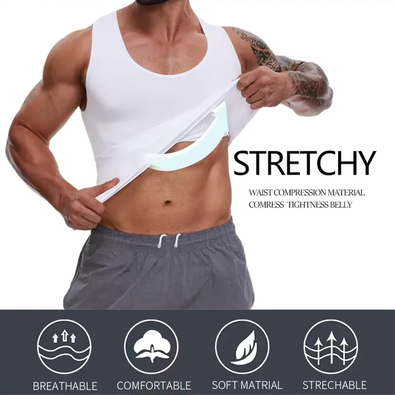 Mens Tummy Control Shapers Compression Shirt Slimming Undershirt Body Shaper Tank Tops gynomastica Sleeveless Shapewear Vest
