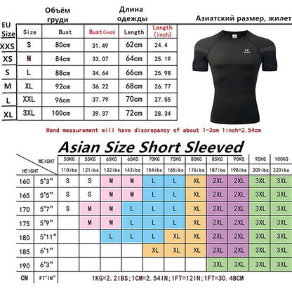 HANRAN Men's Compression shirt Tight Quick Dry Running Sports T-Shirt Gym Fitness Training Workout Breathable Man Brand Top