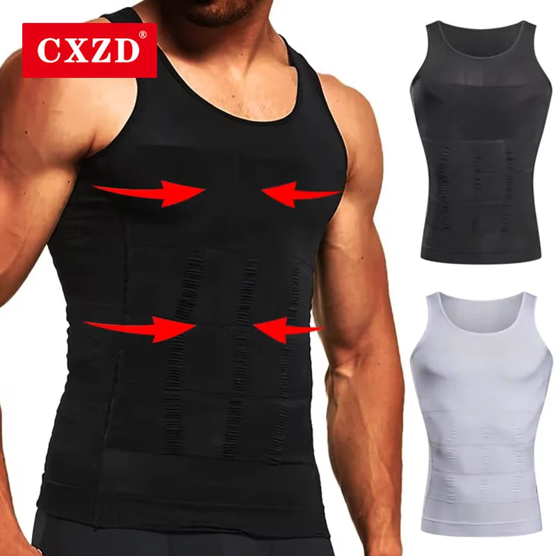 CXZD Men Compression Shirt Shapewear Slimming Body Shaper Vest Undershirt Weight Loss Tank Top Corset Vest Tummy Belly Control