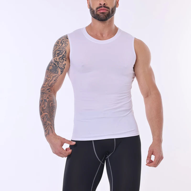 Men Compression Tank Top Slim Sleeveless Vest Breathable Quick Dry for Fitness Gym Sweat Cycling Active Tops