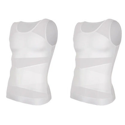 Compression Shirt for Men Slimming Undershirt Body Shaper Tank Top Gynomastica Sleeveless Shapewear Vest Mesh Cross Suit 3XL