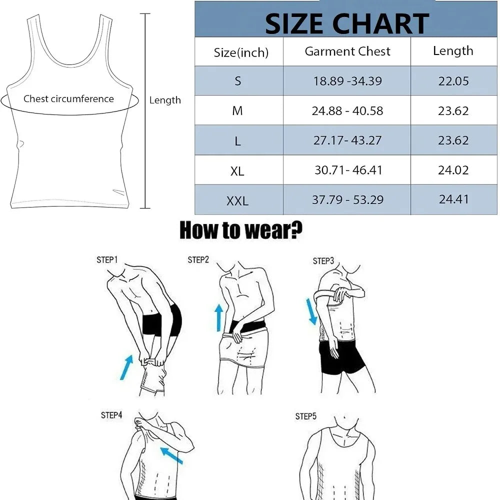 3/2/1Pieces Men's Compression Body Shaper Tank Top, Slimming Vest