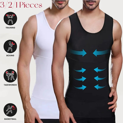3/2/1Pieces Men's Compression Body Shaper Tank Top, Slimming Vest
