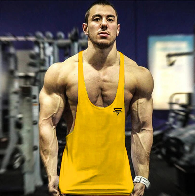 2024 New Bodybuilding Stringer Tank Top Men Fitness Clothing Gyms Shirt Brand Muscle vest Workout Cotton Regatas Masculino