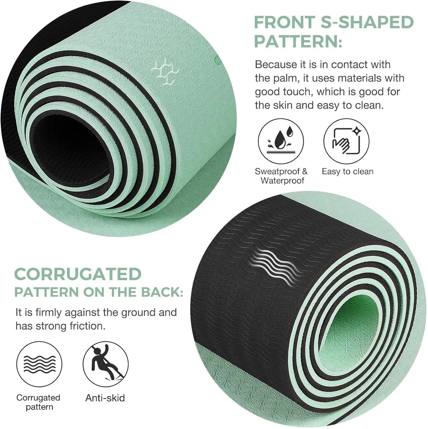 TPEgoyamat Non-slip, Pilates mat, environmentally friendly, Tear resistant thick yoga mat, suitable for family exercise mat,