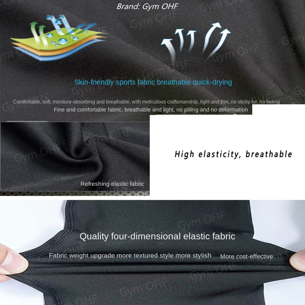 Quick-drying Exercise Compression Short Sleeve Summer Gym Running Training T-shirt for Men's Elastic Tight Sportswear Tops S-3XL