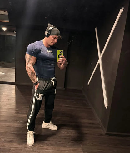 Men Short Sleeve 2025 Spring Autumn New StyleFitness Clothes Quick Drying Breathable Stretch Tight Fitting Clothing T-Shirt