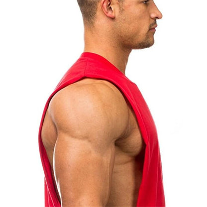 Gym Fitness Training Vests Cotton Breathable Side Slits Tank Tops Mens Bodybuilding Muscle Sleeveless Singlets Workout Shirts