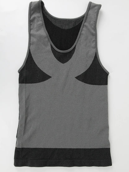 New Men's Shapewear Slimming Body Shaper Horizontal Stripe Compression Band Tummy Control T-Shirt Cross Elastic Workout Top