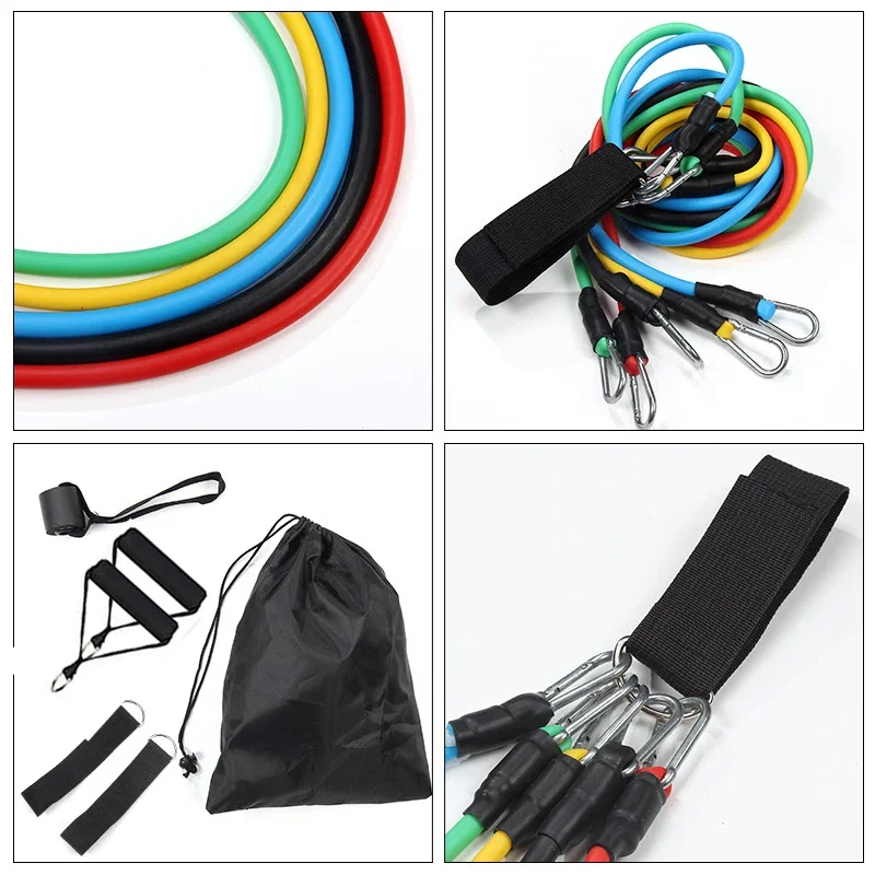 11pcs/Set Pull Rope, Resistance Bands, Portable Fitness Equipment, Ankle Strap, Chest Expander, Elastic Exercise Band
