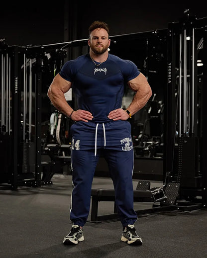 Men Short Sleeve 2025 Spring Autumn New StyleFitness Clothes Quick Drying Breathable Stretch Tight Fitting Clothing T-Shirt