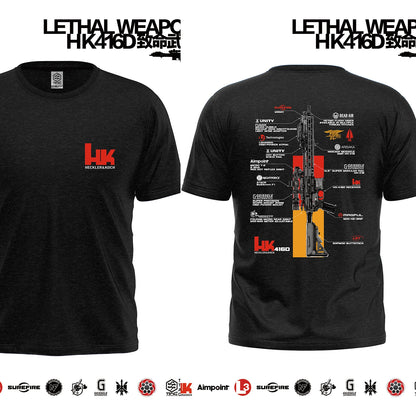 HK416D Tactical Army Fan Club Outdoor Training Competition T-shirt 100% Cotton Original Loose Tops Tee Crew Neck