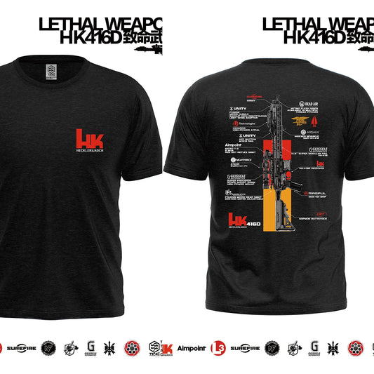 HK416D Tactical Army Fan Club Outdoor Training Competition T-shirt 100% Cotton Original Loose Tops Tee Crew Neck