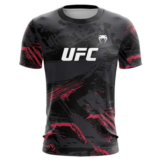 Men's UFC Fashion Short Sleeve Gym Running Round Neck T-Shirt MMA Training Exercise Gym Sport Tops Lightweight Player Jersey