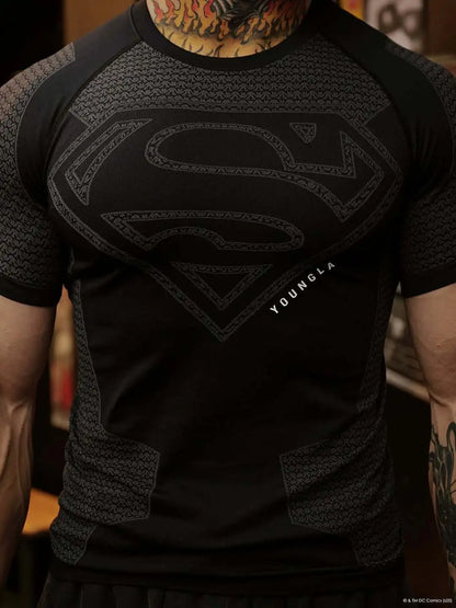 2025 YOUNGAL New Men's Fitness T-shirts clothing sports Tshirt tights high elastic training short sleeve fitness man clothing