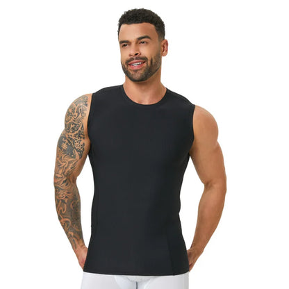 Men's ribbed shapewear vest, slim fitting shirt, breathable and comfortable exercise and fitness abdominal slimming sports vest