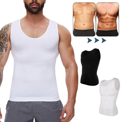 Men Body Shaper Slimming Compression Vest Undershirt Seamless Waist Trainer Tank Top Belly Control Workout Weight Loss Shapewear