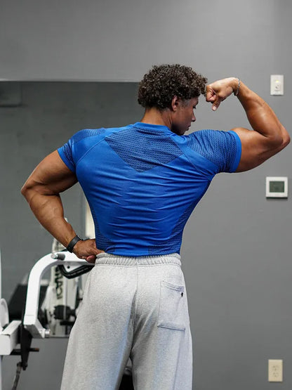 2025 YOUNGAL New Men's Fitness T-shirts clothing sports Tshirt tights high elastic training short sleeve fitness man clothing