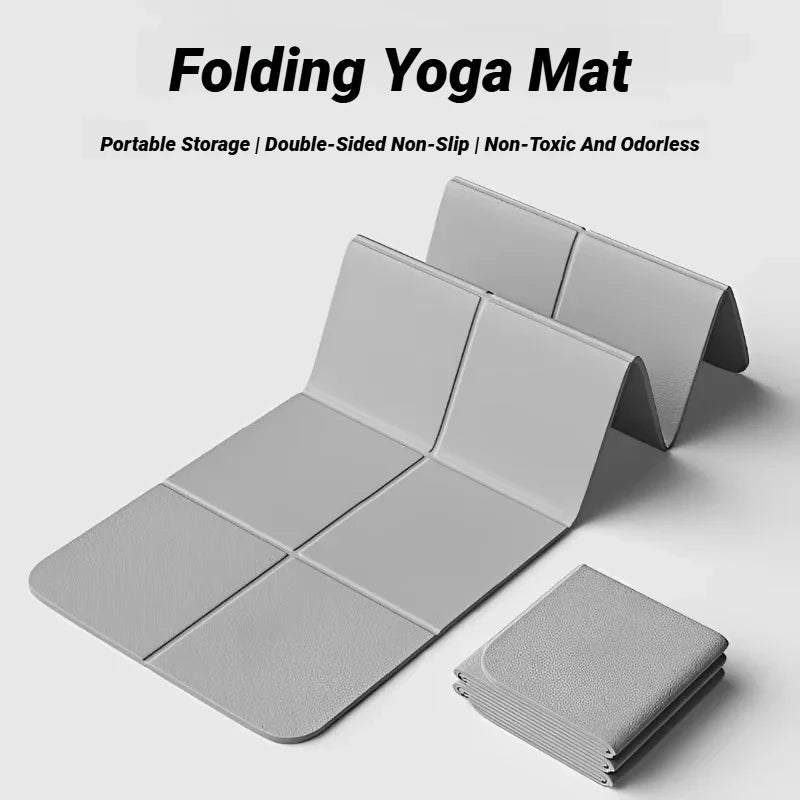 Foldable TPE Yoga Mat: Eco Friendly, Double Sided Non-slip, Folding Travel Fitness Mat for Yoga, Pilates & Floor Workouts