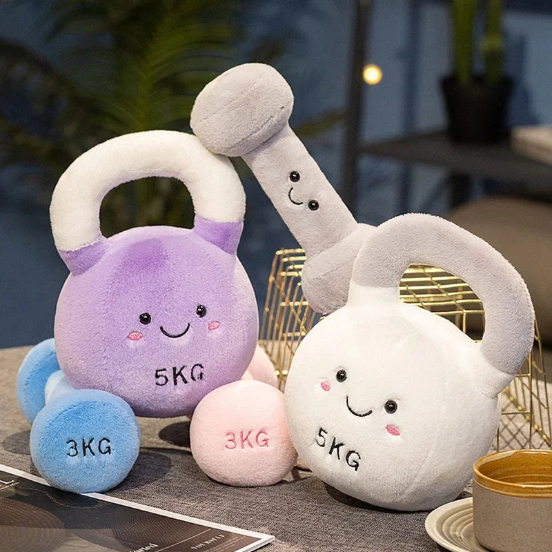 Simulation Fitness Equipment Plush Toy Kettlebell Dumbbell Stuffed Doll Kawaii Room Decor Birthday Xmas Gifts for Kids