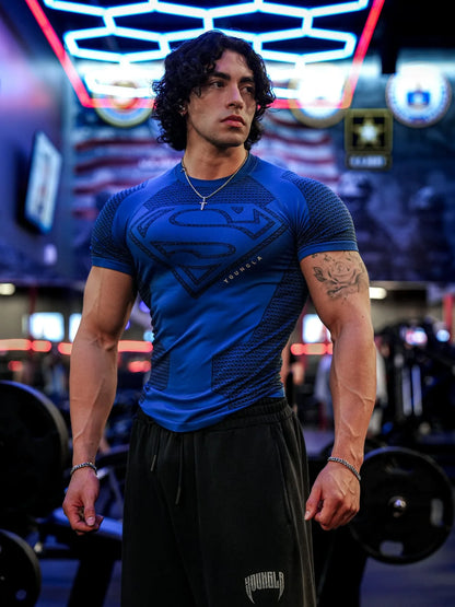 2025 YOUNGAL New Men's Fitness T-shirts clothing sports Tshirt tights high elastic training short sleeve fitness man clothing