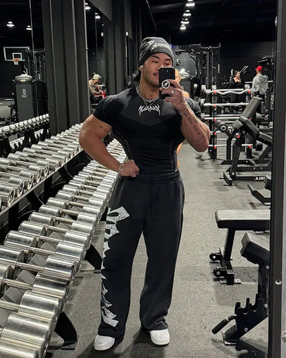 Men Short Sleeve 2025 Spring Autumn New StyleFitness Clothes Quick Drying Breathable Stretch Tight Fitting Clothing T-Shirt