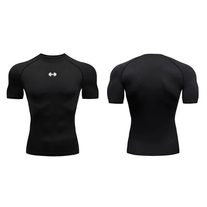 Compression T Shirt Men Summer Sportswear Running T-shirt Elastic Quick Dry Sport Tops Tee Athletic Gym Workout Shirts Men