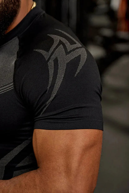 Men Short Sleeve 2025 Spring Autumn New StyleFitness Clothes Quick Drying Breathable Stretch Tight Fitting Clothing T-Shirt