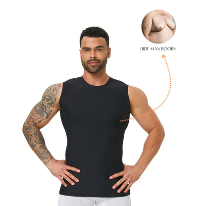 Men's ribbed shapewear vest, slim fitting shirt, breathable and comfortable exercise and fitness abdominal slimming sports vest
