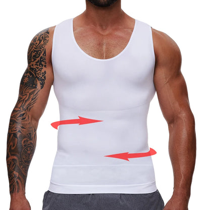 Mens Tummy Compression Shirts Control Shapewear Flat Belly Shaping Abdomen Vest Tank Top Fitness Workout Slimming Body Shaper
