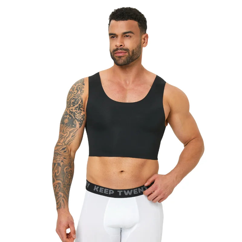 Men's seamless shaping short vest, sleeveless slim fit underwear, high elasticity breathable comfortable vest