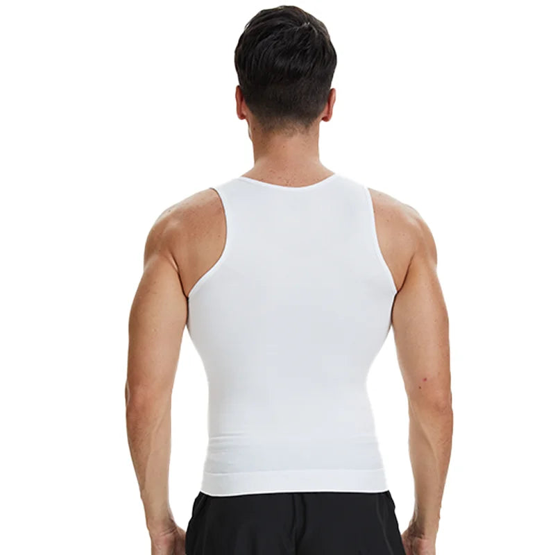 Men V Neck Compression Vest Slimming Body Shaper Abs Abdomen Workout Tank Top Sleeveless Shapewear Belly Control Shirt