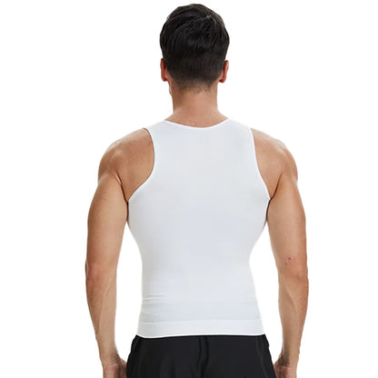 Men V Neck Compression Vest Slimming Body Shaper Abs Abdomen Workout Tank Top Sleeveless Shapewear Belly Control Shirt