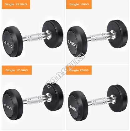 Round Rubber Coated Steel Dumbbell for Men and Women, Special Fitness Equipment, Classic, 5kg-20kg