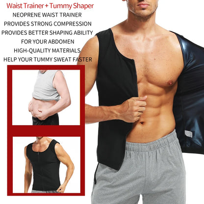Men Abdomen Reducer Body Shaper Promote Sweat Sauna Vest Fitness Waist Trainer Belly Slimming Shapewear Fat Burner Corset Top