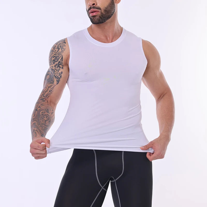 Men Compression Tank Top Slim Sleeveless Vest Breathable Quick Dry for Fitness Gym Sweat Cycling Active Tops