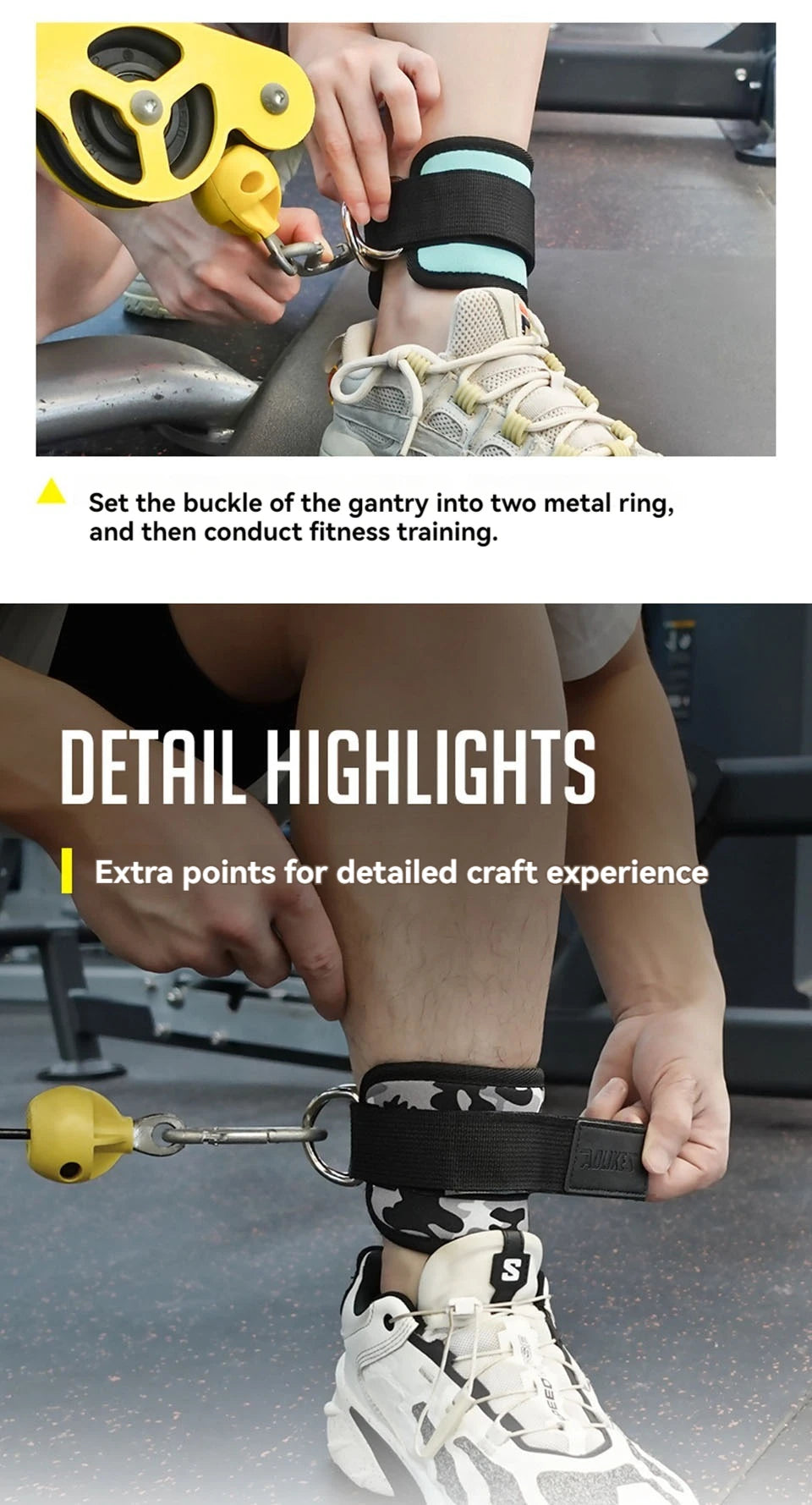 AOLIKES Cable Ankle Straps Double D-Ring Ankle Cuffs For Gym Workouts Glutes Legs Strength Training Brace Support Sport Safety