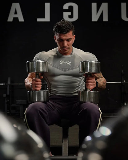 Men Short Sleeve 2025 Spring Autumn New StyleFitness Clothes Quick Drying Breathable Stretch Tight Fitting Clothing T-Shirt