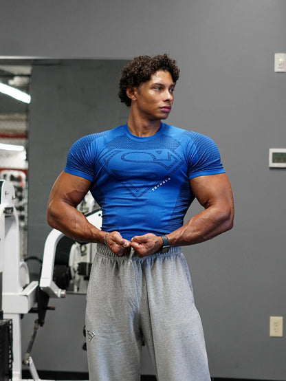 2025 YOUNGAL New Men's Fitness T-shirts clothing sports Tshirt tights high elastic training short sleeve fitness man clothing